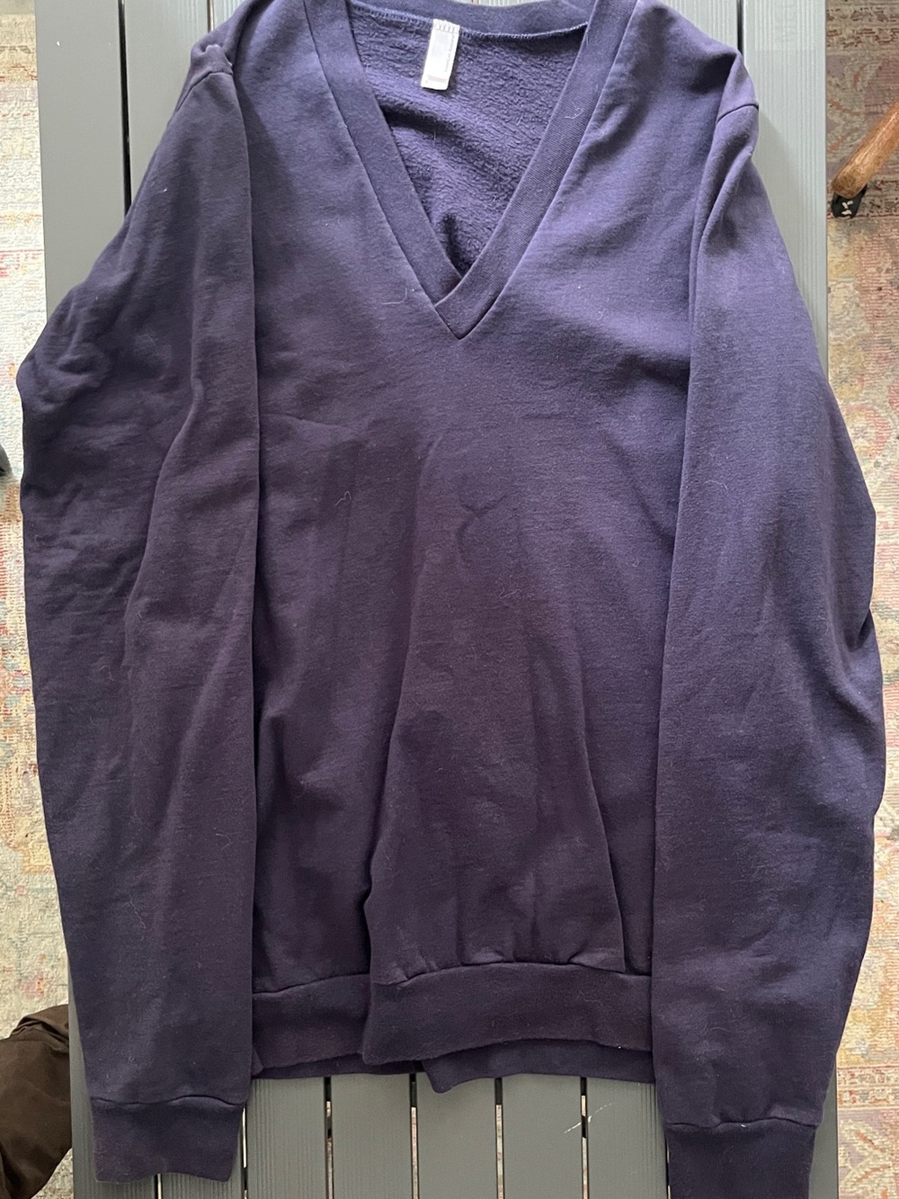 Vintage American Apparel Men's V-Neck Sweater in Navy